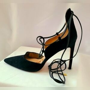 Sam Edelman Black Suede Lace Up Pumps - US9.5